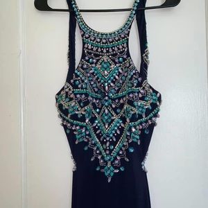 Long navy blue formal dress